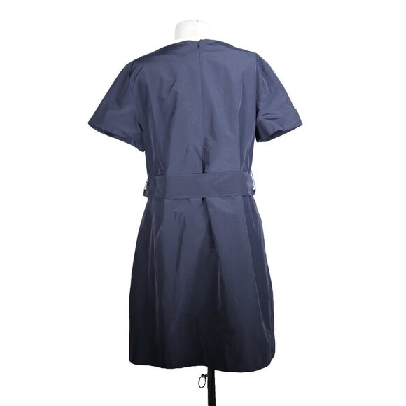 Weekend Max Mara Women XL Navy Blue Nicola Taffeta Belt Mini Dress Short Sleeve - Picture 10 of 10
